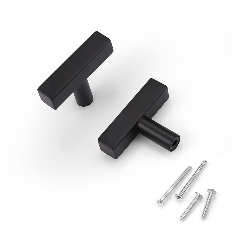 KNOBWELL 12 Pack Single Hole 2 inch Kitchen Cabinet Knobs Matte Black, Stainless Steel Black Dresser Drawer Knobs Bathroom Cabinet Pulls - Image 1
